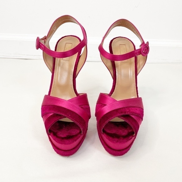Aquazzura Satin Velvet Coquette Platform Heels - Picture 3 of 7